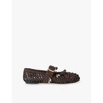 Kg Kurt Geiger Womens Brown Naomi Charm Leather Ballet Flats Eur 40 / 7 Uk