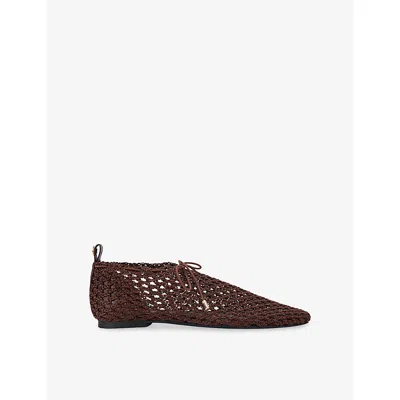 Kg Kurt Geiger Womens Brown Notty Woven Ballet Flats Eur 38/5 Uk