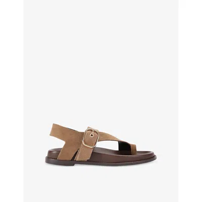 Kg Kurt Geiger Womens Brown Ryhan Flat Suede Sandals Eur 38/5 Uk