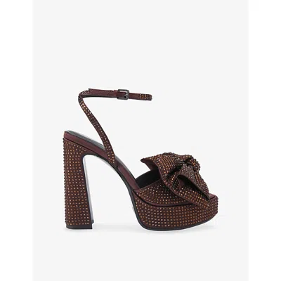 Kg Kurt Geiger Womens Brown Style Embellished Faux-leather Heeled Sandals Eur 40 / 7 Uk