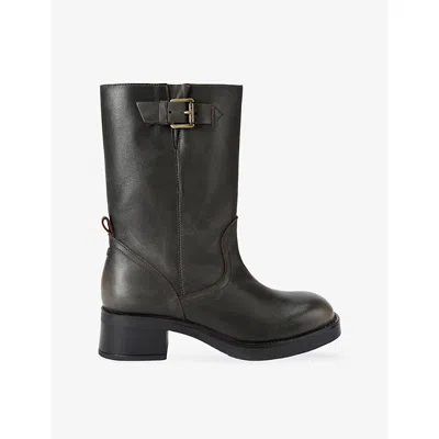 Kg Kurt Geiger Womens Brown Trident Heeled Leather Boots Eur 40 / 7 Uk In Black