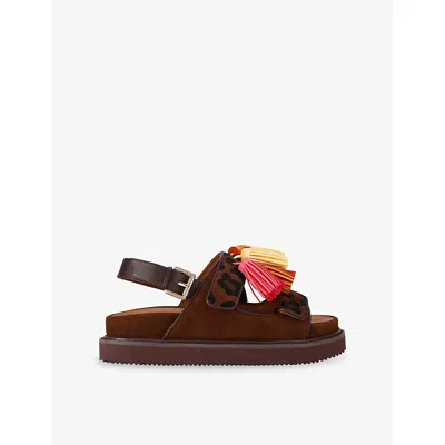 Kg Kurt Geiger Womens Brown/oth Rita Tassel Leather Sandals Eur 40 / 7 Uk