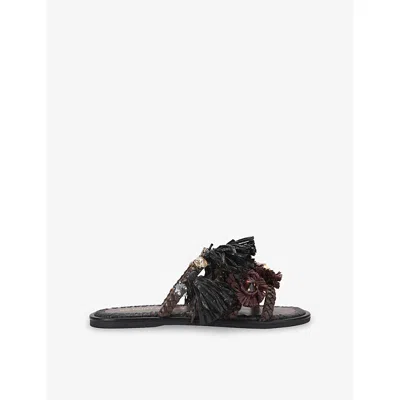 Kg Kurt Geiger Womens Brown/oth Roxie Leather And Raffia Sandals Eur 40 / 7 Uk