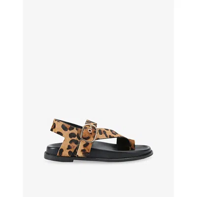 Kg Kurt Geiger Womens Brown/oth Ryhan Flat Suede Sandals Eur 38/5 Uk