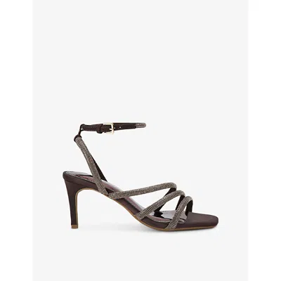Kg Kurt Geiger Womens Brown/oth Savanna Low2 Satin Heeled Sandals Eur 38/5 Uk
