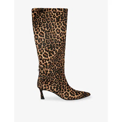 Kg Kurt Geiger Womens Brown/oth Stark Leather Boots Eur 40 / 7 Uk In Animal Print