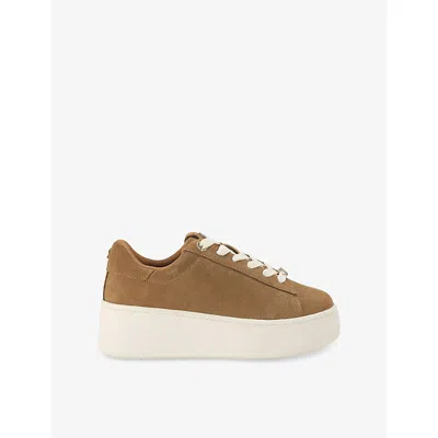 Kg Kurt Geiger Womens Camel Logic Suede Trainers Eur 38/5 Uk In Brown