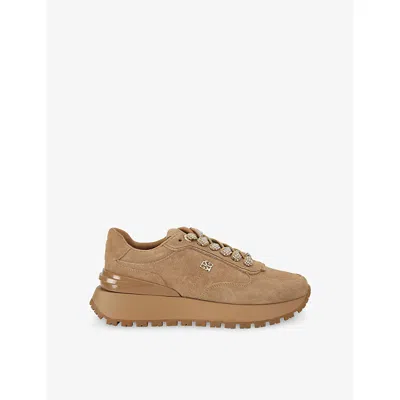 Kg Kurt Geiger Womens Camel Louisa 2 Faux-leather Trainers Eur 41 / 8 Uk In Brown