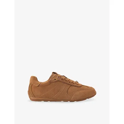 Kg Kurt Geiger Womens Camel Luella Suede Trainers Eur 37 / 4 Uk In Brown