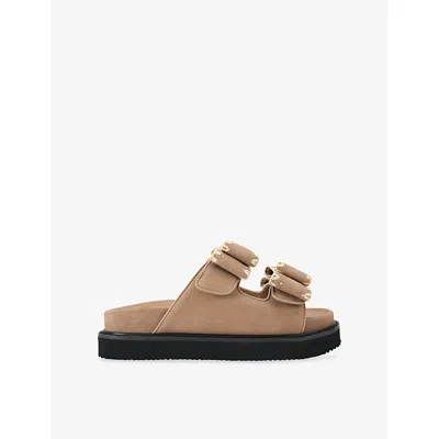 Kg Kurt Geiger Womens Camel Robbie Suede Sandals Eur 37 / 4 Uk In Brown