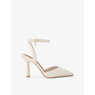 Kg Kurt Geiger Womens Cream Comb Sugar Pearl Heeled Woven Sling-back Courts Eur 41 / 8 Uk In Brown