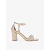 Kg Kurt Geiger Womens Gold Faryn Bling2 Crystal-embellished Faux-leather Block-heel Sandals Eur 40 / 7 Uk In Gold