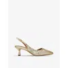 Kg Kurt Geiger Womens Gold Aria Low-heel Mesh Slingback Heels In Gold