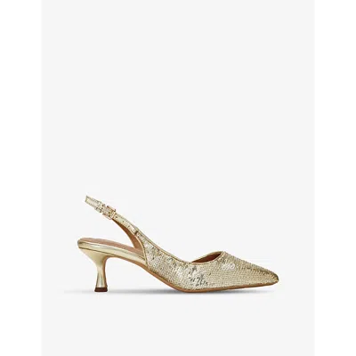 Kg Kurt Geiger Womens Gold Aria Low-heel Mesh Slingback Heels