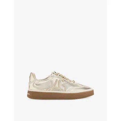 Kg Kurt Geiger Womens Gold Comb Leena Metallic-leather Trainers Eur 37 / 4 Uk In White
