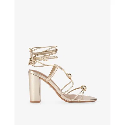 Kg Kurt Geiger Womens Gold Comb Swift Leather Heeled Sandals Eur 38/5 Uk