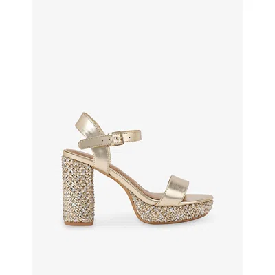Kg Kurt Geiger Womens Gold Fairy Heeled Faux-leather Sandals Eur 40 / 7 Uk