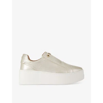 Kg Kurt Geiger Womens Gold Leader Laceless Faux-leather Platform Trainers