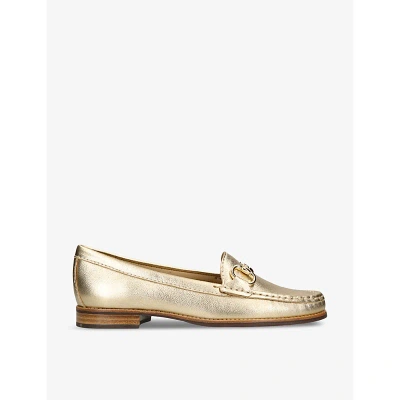 Kg Kurt Geiger Womens Gold Matilda Horsebit-trim Metallic-leather Loafers