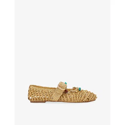 Kg Kurt Geiger Womens Gold Naomi Charm Leather Ballet Flats Eur 36 / 3 Uk In Brown