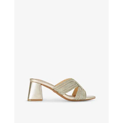 Kg Kurt Geiger Womens Gold Pose Crystal And Pearl-embellished Woven Heeled Mules