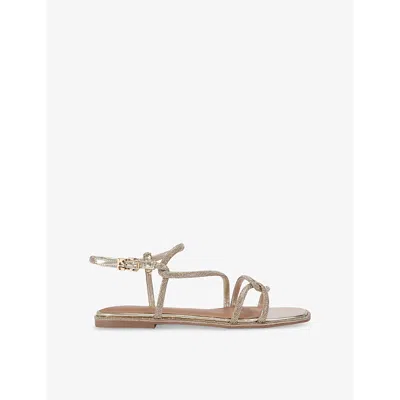Kg Kurt Geiger Womens Gold Priya Crystal-embellished Woven Flat Sandals