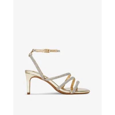Kg Kurt Geiger Womens Savanna Low Crystal-embellished Heeled Woven Sandals Gold