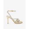 Kg Kurt Geiger Womens Gold Savanna Metallic Embellished Heeled Sandals In Gold