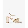 Kg Kurt Geiger Womens  Signet 105 Twisted-strap Metallic Faux-leather Heeled Sandals In Gold