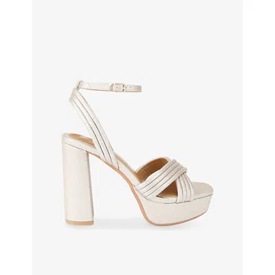 Kg Kurt Geiger Womens Silo Metallic Heeled Sandals Gold Eur 37 / 4 Uk In Multi