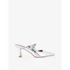 Kg Kurt Geiger Womens Alina Logo-buckle Patent Faux-leather Heeled Courts Silv In Silver