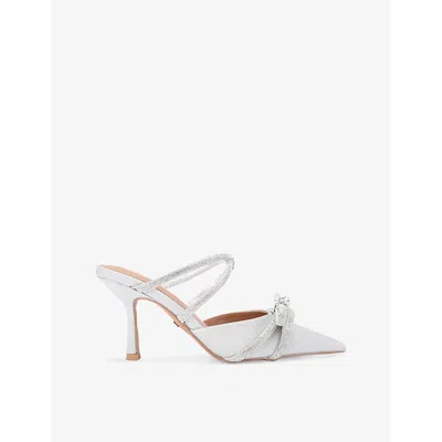 Kg Kurt Geiger Womens Silver Avery Embellished Metallic Heeled Mules