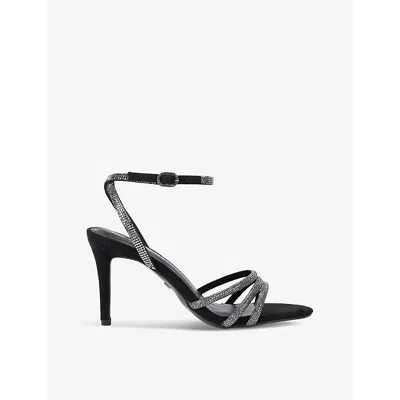 Kg Kurt Geiger Womens Black Fancy Rhinestone-embellished Woven Heeled Sandals
