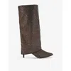 Kg Kurt Geiger Womens Bronze Fate Faux-suede Heeled Knee-high Boots Eur 38/5 Uk In Brown