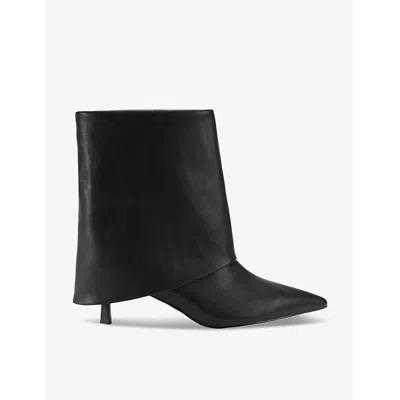 Kg Kurt Geiger Womens Fierce Fold-over Heeled Faux-leather Ankle Boots Blac In Black