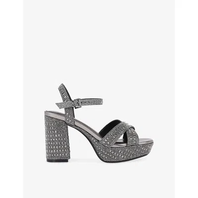 Kg Kurt Geiger Womens Pewter Fleur Platform Woven Sandals Eur 39 / 6 Uk In Gray