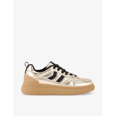 Kg Kurt Geiger Womens Gold Keen Metallic-effect Faux-leather Trainers