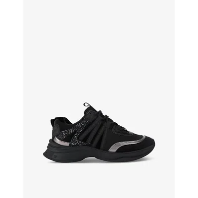 Kg Kurt Geiger Womens  Kelsie Crystal-embellished Faux-leather Low-top Trainers In Black