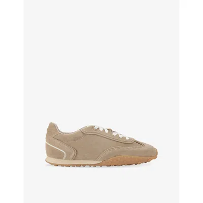 Kg Kurt Geiger Womens Beige Lagos Suede Low-top Trainers Eur 41 / 8 Uk