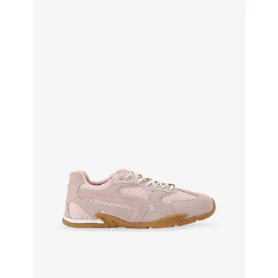 Kg Kurt Geiger Womens Pink Lather Suede And Mesh Trainers Eur 39 / 6 Uk