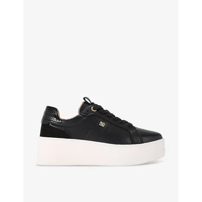 Kg Kurt Geiger Womens Black Leader Faux-leather Platform Trainers