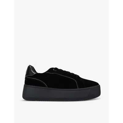 Kg Kurt Geiger Womens Black Light Velvet Platform Low-top Trainers