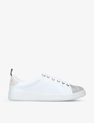 Kg Kurt Geiger Liza Logo-embossed Low-top Faux-leather Trainers In Silver