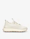 Kg Kurt Geiger Womens Bone Lousia Logo Pull-tab Knitted Low-top Trainers In Bone