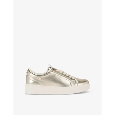 Kg Kurt Geiger Womens Gold Lovie Metallic Faux-leather Low-top Trainers