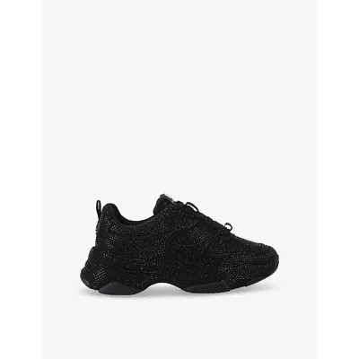 Kg Kurt Geiger Womens Luster Crystal-embellished Woven Low-top Trainers Blac In Black