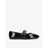 Kg Kurt Geiger Womens Black Magic Double-strap Patent Faux-leather Ballet Flats In Black