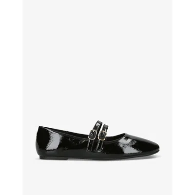 Kg Kurt Geiger Womens Black Magic Double-strap Patent Faux-leather Ballet Flats
