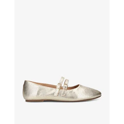 Kg Kurt Geiger Womens Gold Magic Double-strap Patent Faux-leather Ballet Flats
