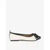 Kg Kurt Geiger Womens Bone Megan Bow-embellished Faux-leather Flat Courts In Bone